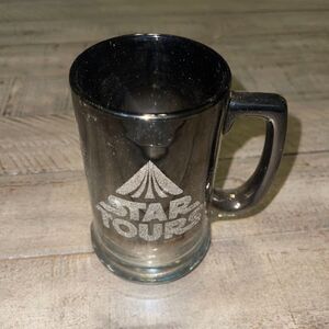 STAR TOURS Mirrored Beer Mug Glass Star Wars Lucasfilm Disneyland 1986 VTG 1980s